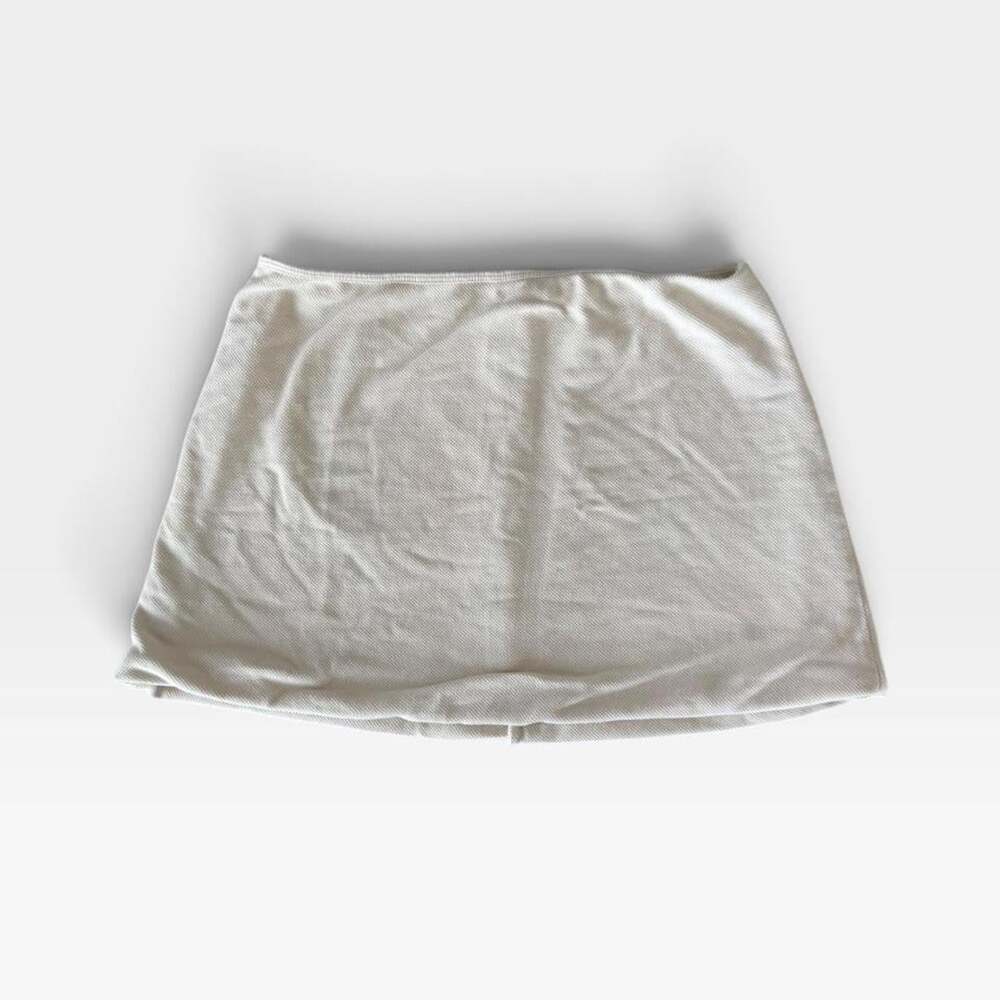 Les Tien Shannon Mini Skirt | Cream Pique Cotton A-Line | Womens Size Medium